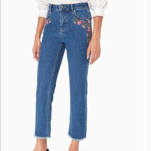 Kate Spade Ditsy embroidered denim Broom Size 27